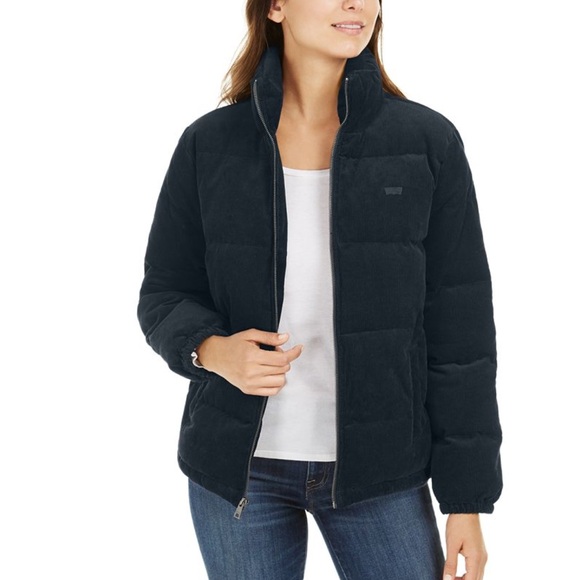 NWT LEVIS WINTER PUFFER BLACK CORDUROY SMALL JACKET NEW NWT - Picture 4 of 9
